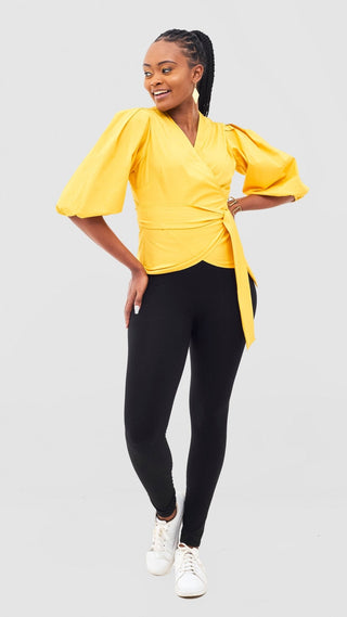 Safari Naledi Wrap Top - Mustard - Shopzetu