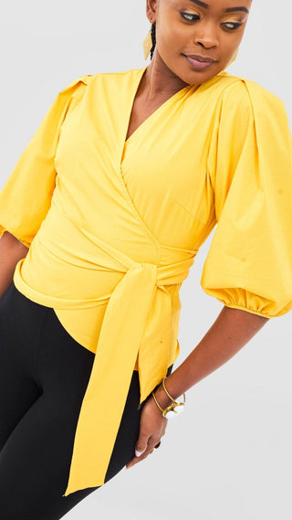 Safari Naledi Wrap Top - Mustard - Shopzetu