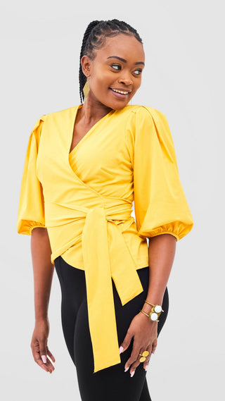 Safari Naledi Wrap Top - Mustard