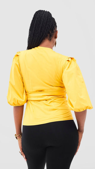 Safari Naledi Wrap Top - Mustard - Shopzetu