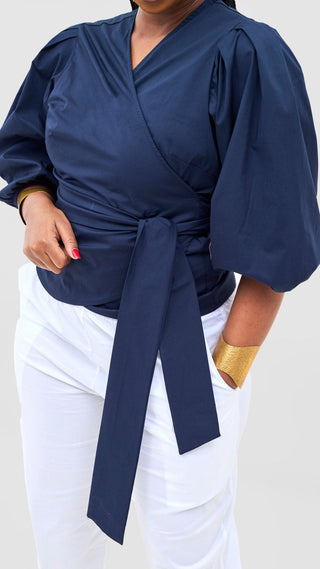 Safari Naledi Wrap Top - Navy - Shopzetu