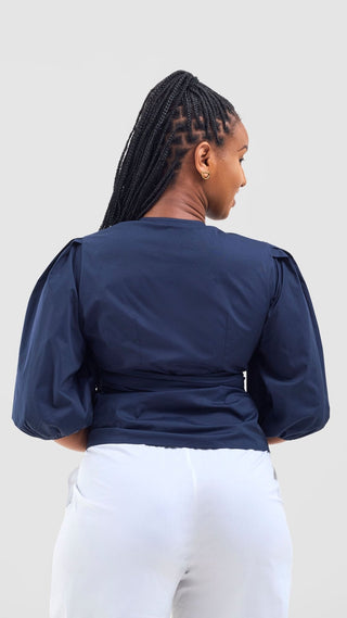 Safari Naledi Wrap Top - Navy - Shopzetu