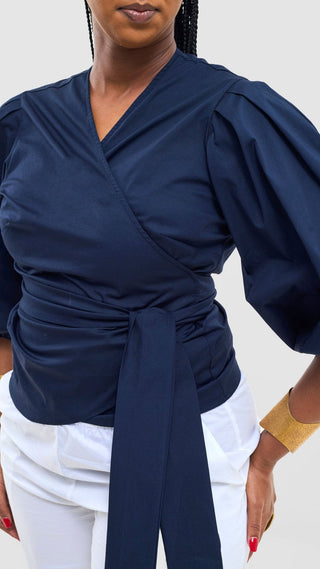 Safari Naledi Wrap Top - Navy - Shopzetu