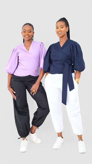 Safari Naledi Wrap Top - Navy - Shopzetu