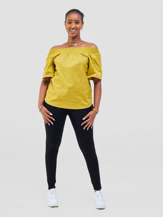 Safari Zene Off Shoulder Top - Lime - Shopzetu
