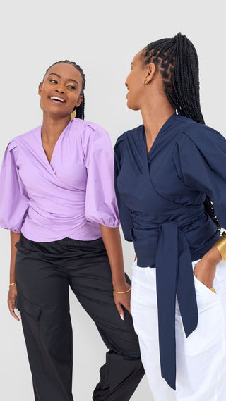Safari Naledi Wrap Top - Purple - Shopzetu