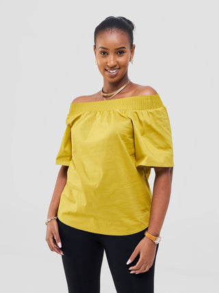 Safari Zene Off Shoulder Top - Lime - Shopzetu