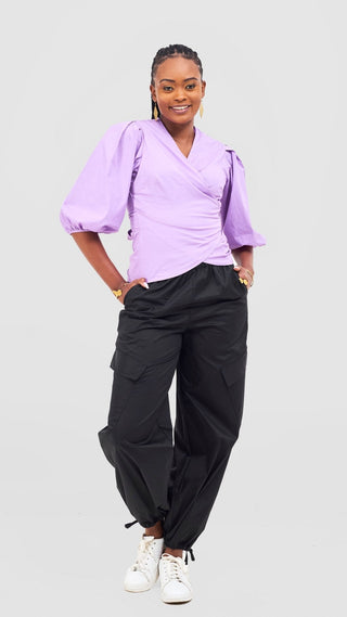 Safari Naledi Wrap Top - Purple - Shopzetu