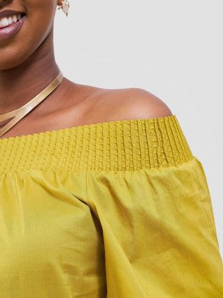 Safari Zene Off Shoulder Top - Lime - Shopzetu