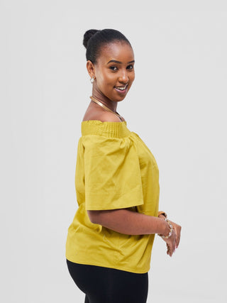 Safari Zene Off Shoulder Top - Lime - Shopzetu