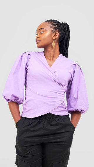 Safari Naledi Wrap Top - Purple - Shopzetu
