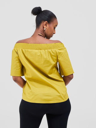 Safari Zene Off Shoulder Top - Lime - Shopzetu