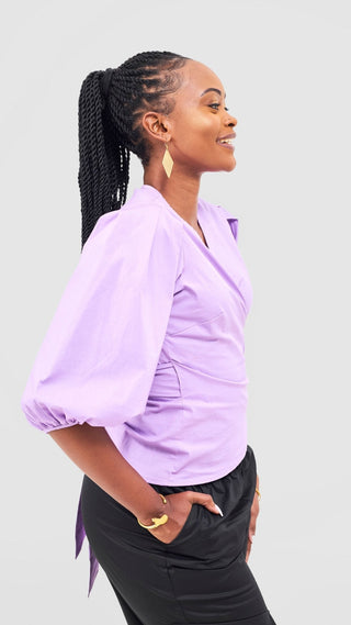 Safari Naledi Wrap Top - Purple - Shopzetu