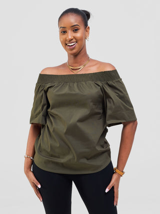 Safari Zene Off Shoulder Top - Hunters