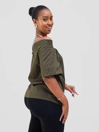 Safari Zene Off Shoulder Top - Hunters