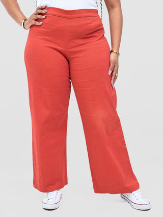 Safari Tiwa Straight Leg Pants - Rust - Shopzetu