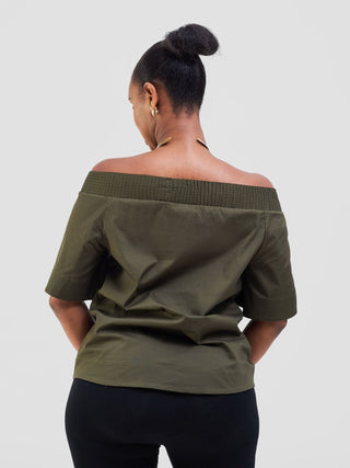 Safari Zene Off Shoulder Top - Hunters - Shopzetu