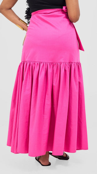 Safari Naledi Gathered Panel Maxi Skirt - Pink - Shopzetu