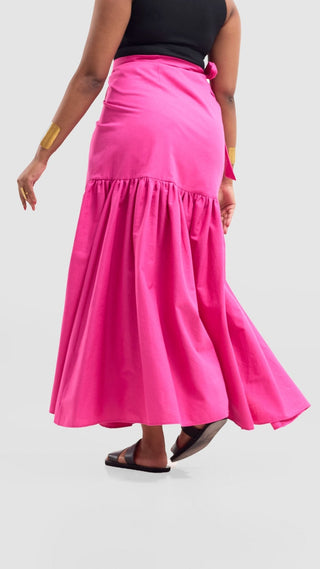 Safari Naledi Gathered Panel Maxi Skirt - Pink - Shopzetu