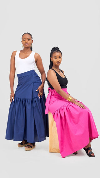 Safari Naledi Gathered Panel Maxi Skirt - Pink - Shopzetu