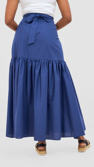 Safari Naledi Gathered Panel Maxi Skirt - Navy - Shopzetu