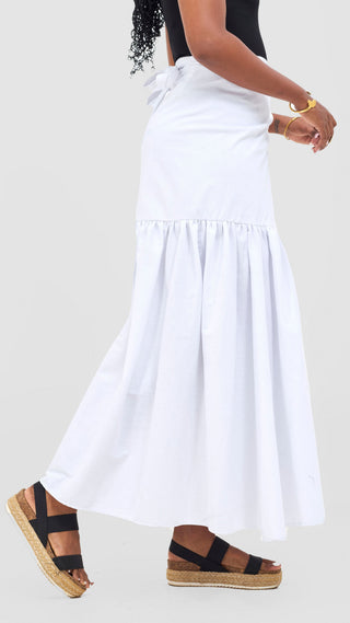 Safari Naledi Gathered Panel Maxi Skirt - White