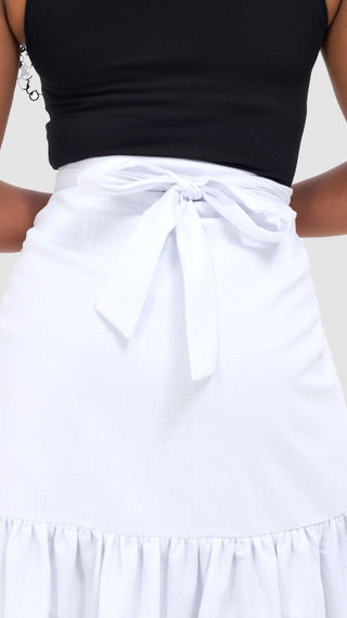 Safari Naledi Gathered Panel Maxi Skirt - White - Shopzetu