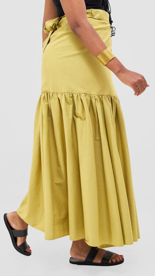 Safari Naledi Gathered Panel Maxi Skirt - Olive - Shopzetu