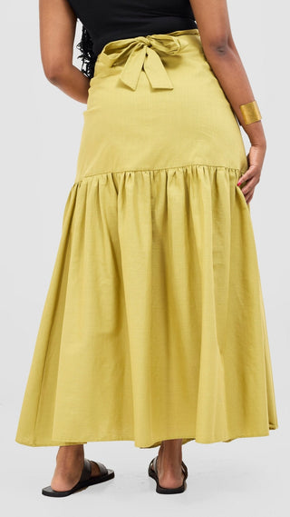 Safari Naledi Gathered Panel Maxi Skirt - Olive - Shopzetu