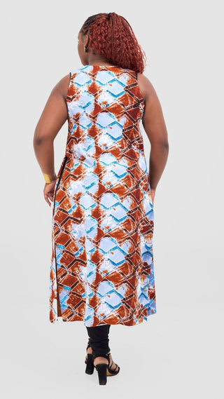 Safari Tiwa Reversible Tie Kimono - Rust + Ama Print - Shopzetu
