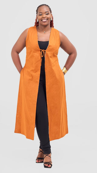 Safari Tiwa Reversible Tie Kimono - Rust + Ama Print - Shopzetu