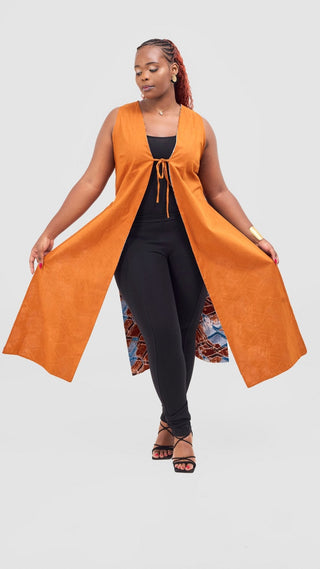 Safari Tiwa Reversible Tie Kimono - Rust + Ama Print - Shopzetu