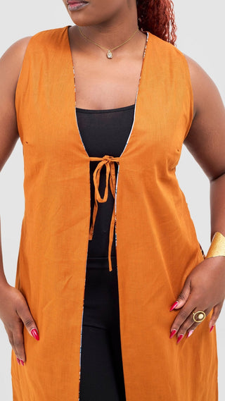 Safari Tiwa Reversible Tie Kimono - Rust + Ama Print - Shopzetu