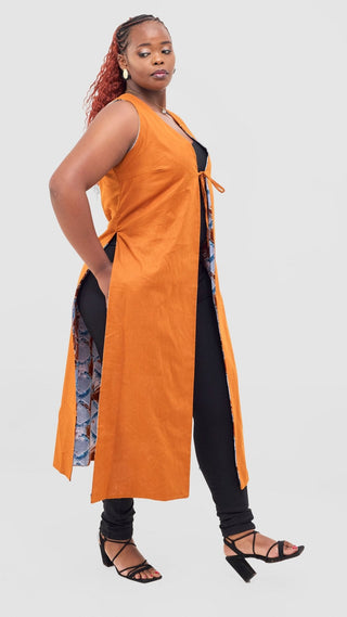 Safari Tiwa Reversible Tie Kimono - Rust + Ama Print - Shopzetu