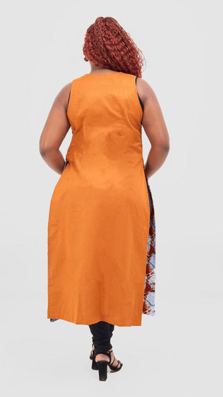 Safari Tiwa Reversible Tie Kimono - Rust + Ama Print - Shopzetu