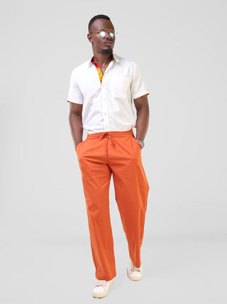 Safari Njano Men's Easy Fit Pants - Rust