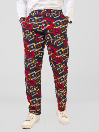 Safari Njano Men's Straight Leg Pants - Jura Print
