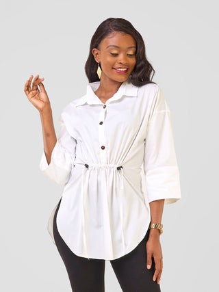 Safari by Vivo Njano Front Drawstring Tunic Top - White