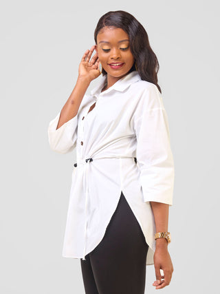 Safari by Vivo Njano Front Drawstring Tunic Top - White