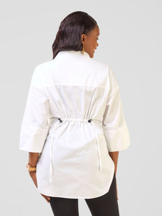 Safari by Vivo Njano Front Drawstring Tunic Top - White