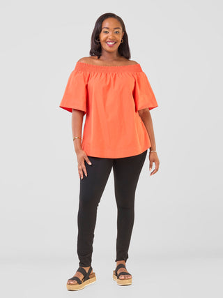 Safari Zene Off Shoulder Top - Dark Orange