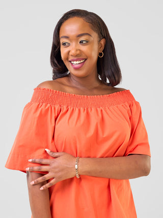 Safari Zene Off Shoulder Top - Dark Orange