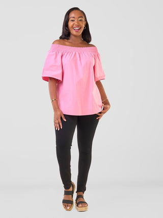 Safari Zene Off Shoulder Top - Pink