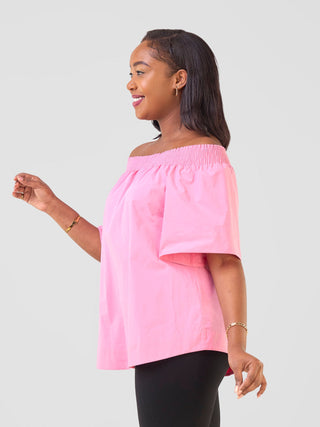 Safari Zene Off Shoulder Top - Pink