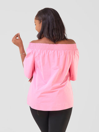Safari Zene Off Shoulder Top - Pink