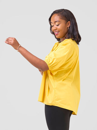 Safari Njano Tie Front Wide Top - Mustard