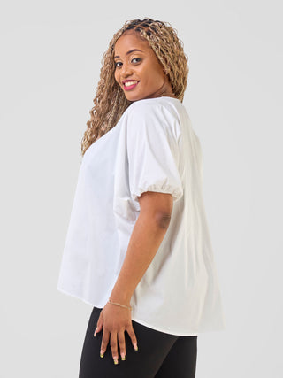 Safari Njano Tie Front Wide Top - White