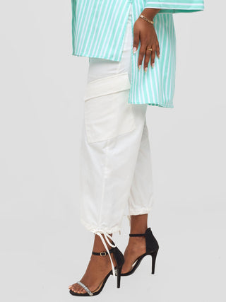 Safari Mansi Hi-Low Shirt - Green Stripes