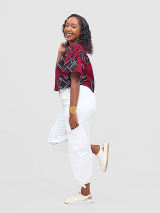 Safari Nimali Ruffle Sleeve Top - Obu Print