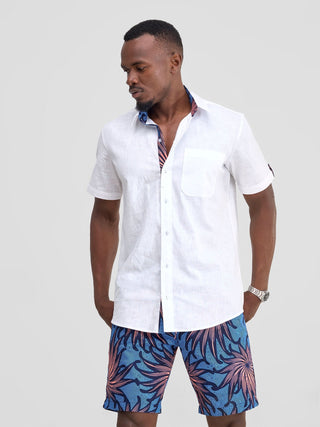 Safari Men' Short Sleeve Shirt - White / Tana